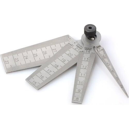 Stainless Taper Gauge, 0-29mm Range, 4 Blades, Metric Welding Taper Gauge Set Depth Ruler Hole Inspection Measuring Tool