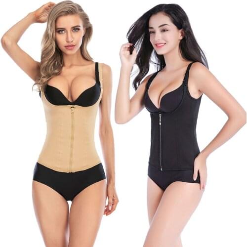 Women Waist Trainer Corset Zipper Vest Body Shaper Cincher Tank Top with Adjustable Straps Waist Cincher Underbust Corset Shaper