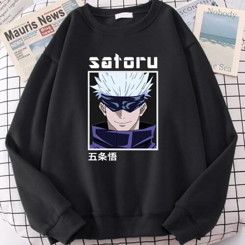 Jujutsu Kaisen Print Satoru Gojo Male Hoodis Crewneck Anime Clothing Street Harajuku Warm Tracksuits For Mens Autumn Sweatshirt