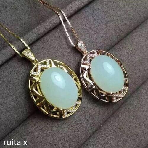 KJJEAXCMY boutique jewels 925 sterling silver inlaid natural hetian jade female pendant + necklace jewelry drop fluid curve sha