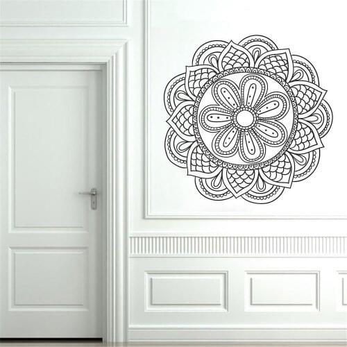 Mandala Flowers Yoga Wall Sticker Home Decor Living Room Ornament Moroccan Pattern Lotus Flower Decal vinyl ph246