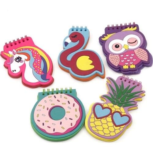 Cute Flamingo Mini Coil Notebook Unicorn Loose-leaf Notepad Student Portable Soft PVC Cover Pineapple Pocket Memo Pad Book Gifts