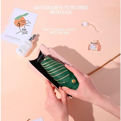 Mini sun female umbrella sun protection UV folding umbrella sunshade rain dual-use capsule compact portable pocket Ultra-ligh