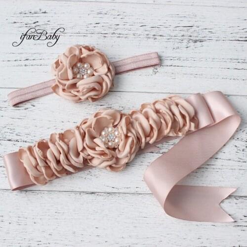 Fashion Belt ,flower Sash,Girl Woman Sash Belt Wedding Sashes matching burned fabric flower headband 5colors 20pcs