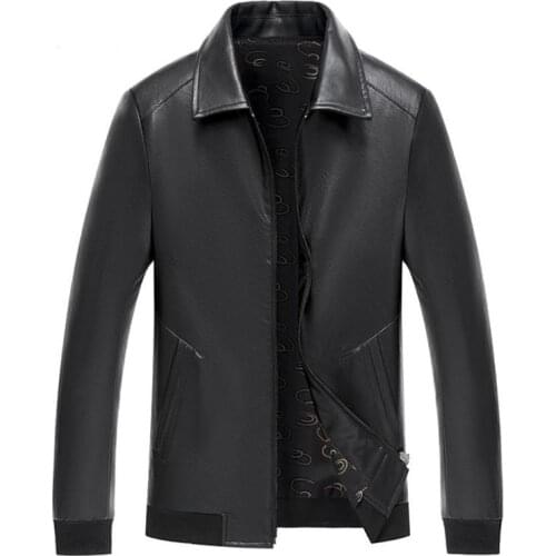 Spring and Autumn Mens Leather Jacket Business Casual Jacket Large Size Motorcycle Jacket PU Leather coat