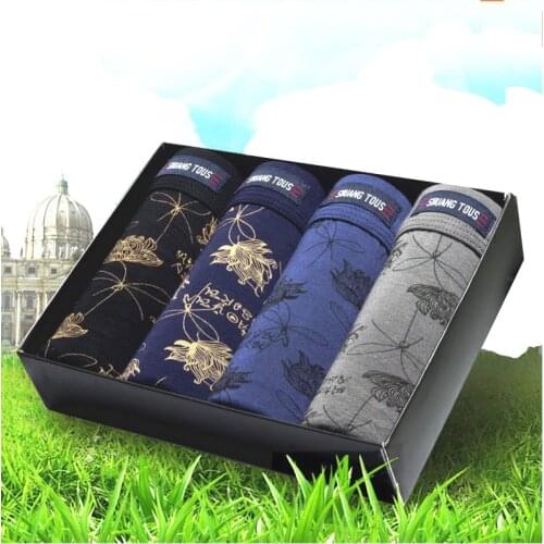 Male Panties Cotton Boxers Under Wear Comfortable Breathable Mens Underwear Trunk Brand Shorts Man 4 Pcs Lot Cuecas Cockcon
