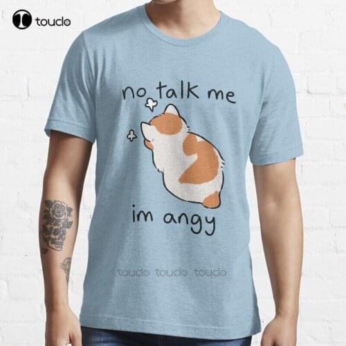 New No Talk Me Meme Cat Kitten Sad Cat Angry T-Shirt Cotton Men Tee Shirt