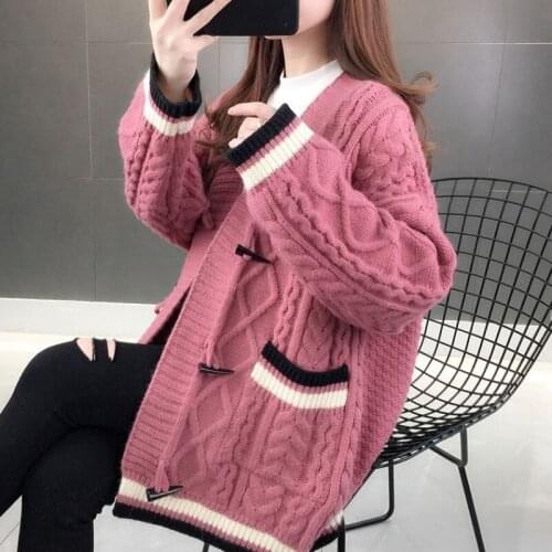 2021 New Autumn Winter Women Sweaters Knitted Female Patchwork Elegant Coat Fashion Cardigans Long Sleeve Casual Tops X349
