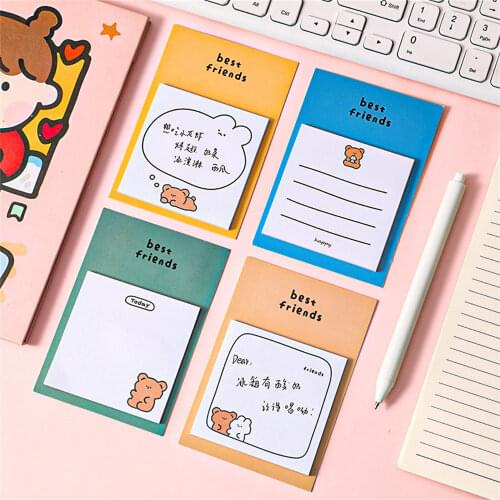 Cute Bear Self-adhesive Message Paper INS Style DIY Hand Account Scrapbook Decoration Tag Sticker Kawaii Office Stationery