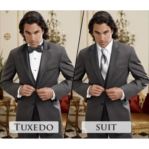 Custom Made Groom Tuxedo, Bespoke Dark Grey suits, Tailor Made Wedding Suits for men, costume homme
