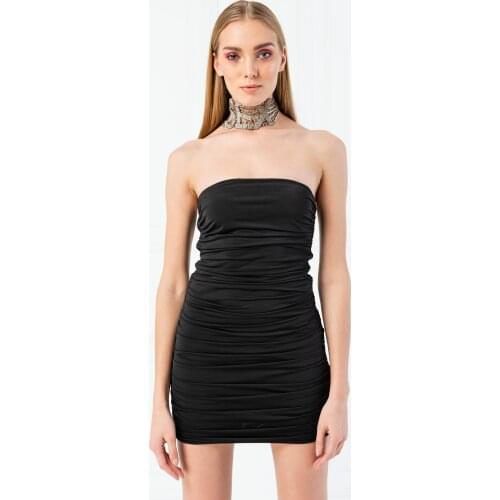 Strapless Gathered Dress 2021 New Season Sexy Elegant Fashion Trend Young Style Different Model Above Knee Mini Ladies Dresses