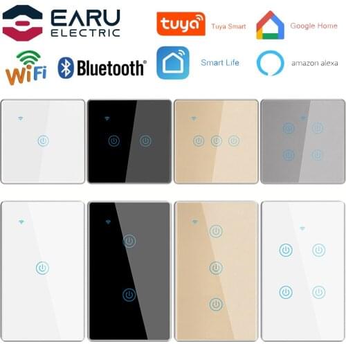 EU/US 1-4 Gang WiFi Bluetooth Smart Timer Touch The Aluminum Frame Switch Remote Control TUYA APP Smart Life Alexa Google Home