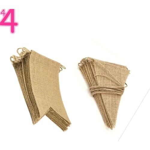 15 Flags Vintage Jute Hessian Burlap Bunting Banner Wedding party Photography Props Decoration Banner