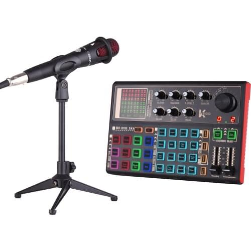 Muslady K300 Live Sound Card External Voice Changer Audio Mixer Kit Built-in Rechargeable Battery Multiple Sound Effects