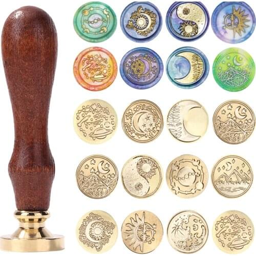 Wax Seal Stamp Head Vintage Round Star Moon Sealing Wax Copper Stamp Head for DIY Scrapbooking Wedding Decor Craft