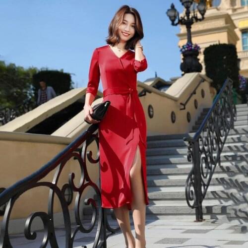 Side Split Skirt Womens New Feminine High End Professional Sexy Office Elegant Korean Dress In Spring And Summer 2021 Vestidos