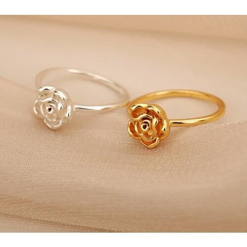 Women Stainless steel Ring Silver Color Garden Flower Leaves Finger Rings For Women Valentines Day Gift Aesthetics Jewelry