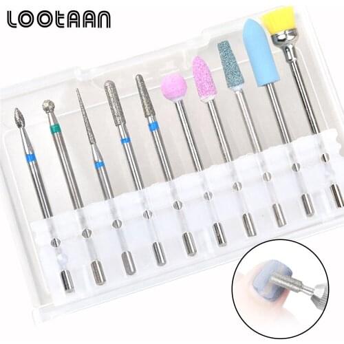 Lootaan 10 Pcs Nail Art Polishing Head Tool Nail Files For Polishing Machine Drill Bits Electric Nail Art Drill Tungsten Carbide