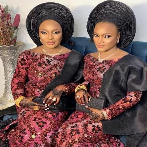 2021 African Lace Fabric High Quality Organza French Cord Embroidery Purple Sequins Tulle Lace Fabric For Nigerian Party Dress