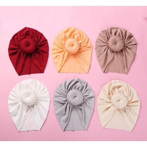 2021 Baby Accessories For Newborn Toddler Kids Baby Girl Boy Turban Cotton Beanie Hat Winter Cap Knot Solid Soft Hospital Caps
