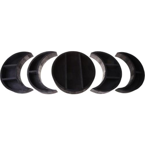 3/5pcs Rustic Wooden Moon Shape Storage Shelf Floating Wall Mounted Hanging Photos Display Shelves Home Decor