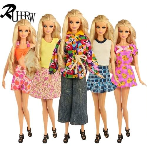 5 Pcs / lot New arrival High quality Fashion causal Dress Clothing For Barbie Doll Beautiful doll accessories Free shipping