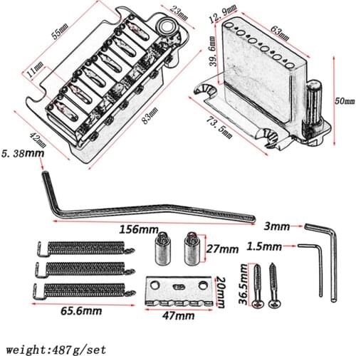 6-string Saddle Tremolo Bridge Locking System for ST Electric Guitar with Tremolo Arm Mounting Screws Guitar Accessories
