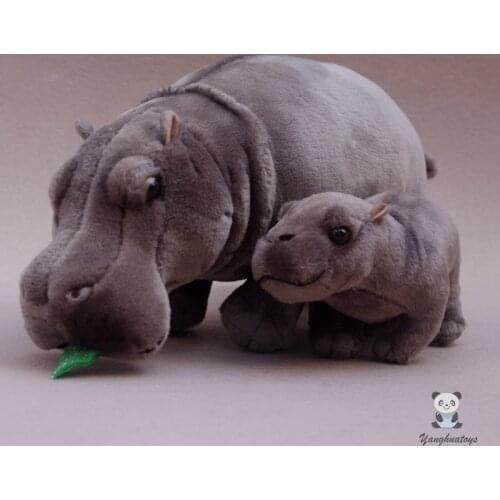 Big Toy Plush Hippo Mother and Baby Doll Cute African Wildlife Soft ChildrenS Hiloday Gifts Good Quality