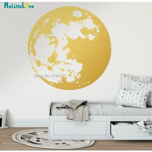 Big Size Gold Moon Decal Bedroom Nursery Baby Room Art Decor Removable Vinyl Wall Sticker Mural BD479