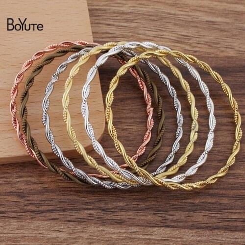BoYuTe (10 Pieces/Lot) 60MM Metal Brass Twist Shape Bangle Bracelet Base DIY Handmade Materials Wholesale