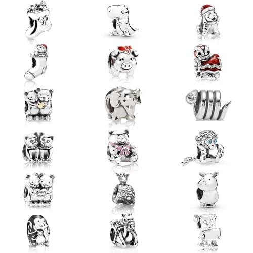 1:1 High-quality 925 Sterling Silver Lovely And Charming Animal Series Beading Make Your Bracelet Become The Original Ladys Jew