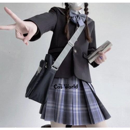 [Diu Diu] Girls Japanese Summer High Waist Pleated Plaid Skirts For JK School Uniform Students Cloths