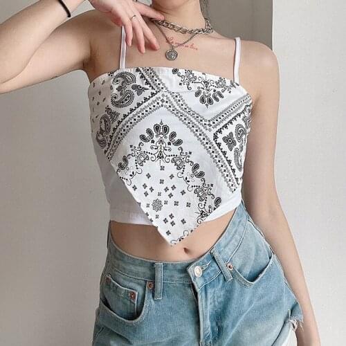 Womens Cami Tank Tops Bandana Vintage Paisley Print Sleeveless Spaghetti Strap Slim Fit Camisole