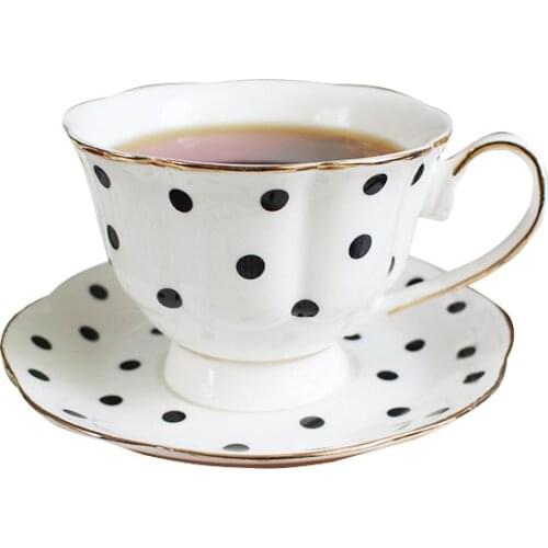 Europe Noble Bone China Striped Wave Point Coffee Mug Saucer Set 200ml Luxury Ceramic Mug Top-grade Porcelain Tea Cup Cafe Party