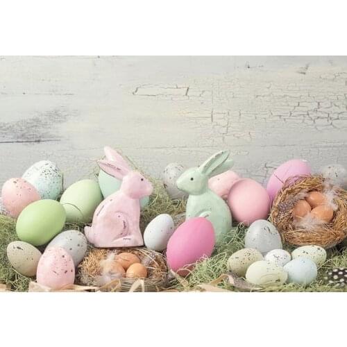 Toy Easter bunny background kids photography vinyl Easter day photo backdrops for photo Studio accessories fotografia LV-1452