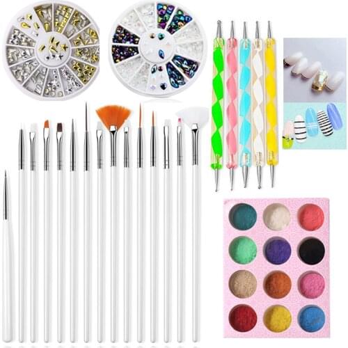 Nail Tool Acrylic Nail Art Brush Set UV Gel Polish Painting Drawing Brushes Pen Nail Dotting Kit Clean Brush Manicure Tools Set