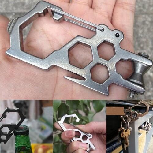 Stainless Steel multipurpose carabiner hike buckle survive camp hang climb parabiner multi tool outdoor mountain paracord