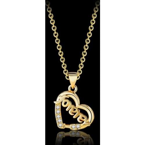 KOFSAC Hot Sale Shiny Zircon Classic Forever Love Heart Gold Chain Necklaces For Women Jewelry Girl Valentines Day Accessories