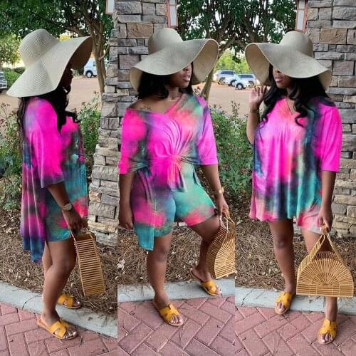 Adogirl Tie Dye Print Two Piece Set