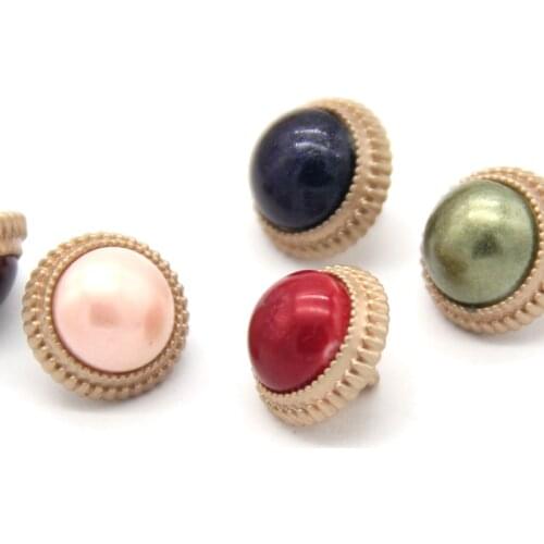 10pcs Round Red Green Gold Metal Shank Shirt Buttons For Clothes Women Decorative Mini DIY Crafts Sewing Accessories Wholesale