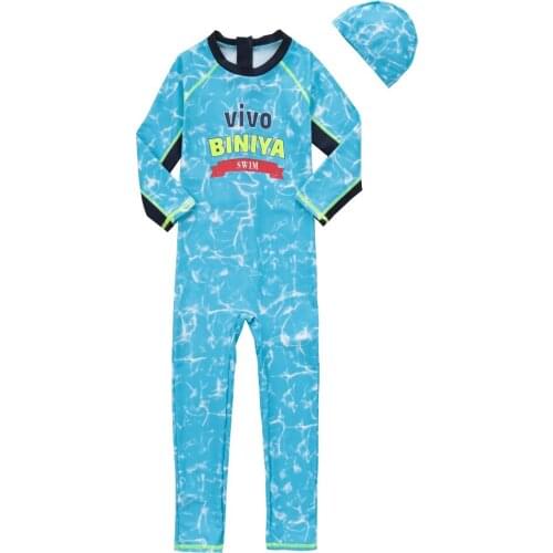 Swimsuit for a Teenager Kids Boys Swimwear Children Beach Dress Long Sleeve UPF50+ UV Protect Bathing Diving Suit Print Swimwear