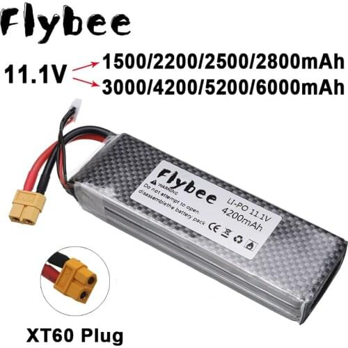 XT60 Plug 11.1V 2200mah 2800mAh 3000mAh 4200mAh 5200mAh 6000mAh Lipo Battery For RC aircraft toys helicopters Airplanes car Boat