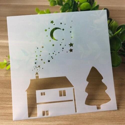 Moon Cottage Openwork Stencil For Wall Painting Scrapbooking Stamping Stencil Bullet Journ Embossing Paper Card Flower Template