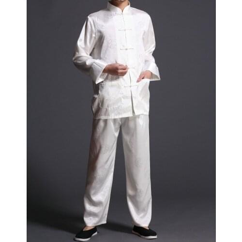 Man outfit tang suits Practise tai chi exercise clothing male martial arts clothes kung fu uniforms white