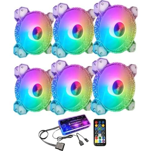 COOLMOON Crystal Diamond RGB Sets, 12cm Silent Long-Life RGB Light Emitting Case Cooling Fan Set for PC