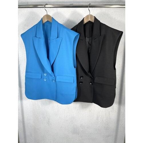 New women fashion 2021 sleeveless sexy casual solid color suit vest 0324