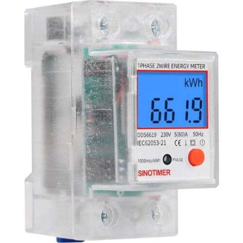 DDS6619 Rail LCD Digital Backlight Single Phase Energy Meter Multifunction kWh Power Consumption Wattmeter Electronic Measuring