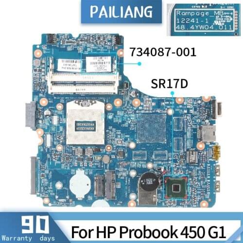 PAILIANG Laptop motherboard For HP Probook 450 G1 Mainboard 12241-1 734728-001 734087-001 Core SR17D TESTED DDR3