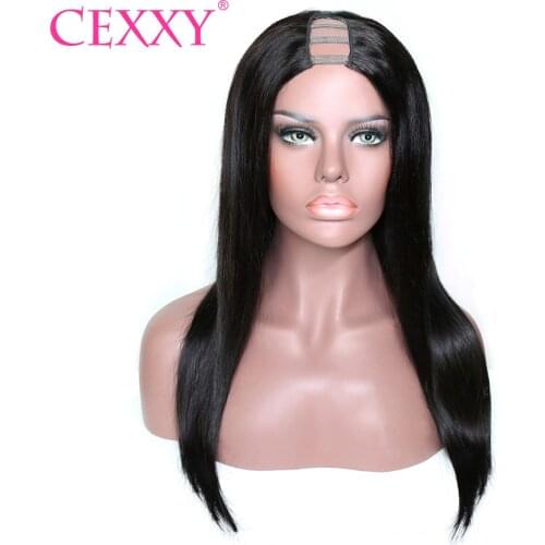 Cexxy U Part Wigs Straight 2*6 180% Density Remy Human Hair Wigs For Women U Shape Clip in Wigs Brazilian Human Hair Extension