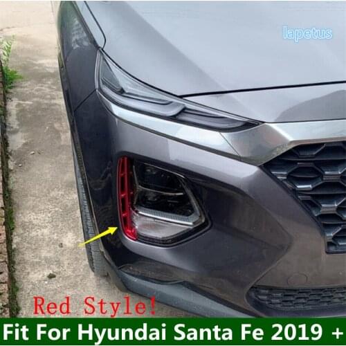 Lapetus Front Fog Lights Lamps Eyelid Eyebrow Overlay Strip Cover Trim For Hyundai Santa Fe 2019 2020 ABS External Spare Parts